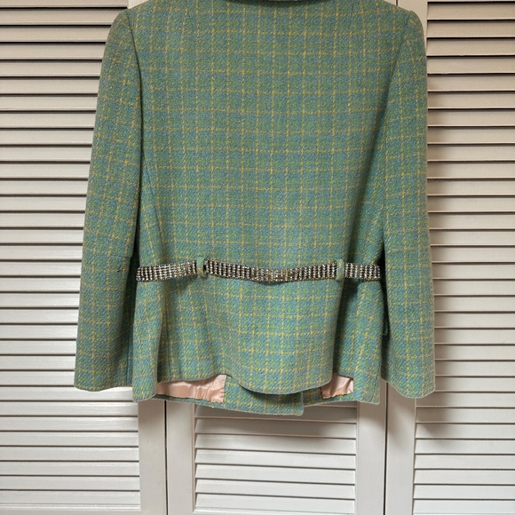 Vintage 1960s Double Breasted Wool Plaid Tweed Jacket Small USA - Picture 7 of 16